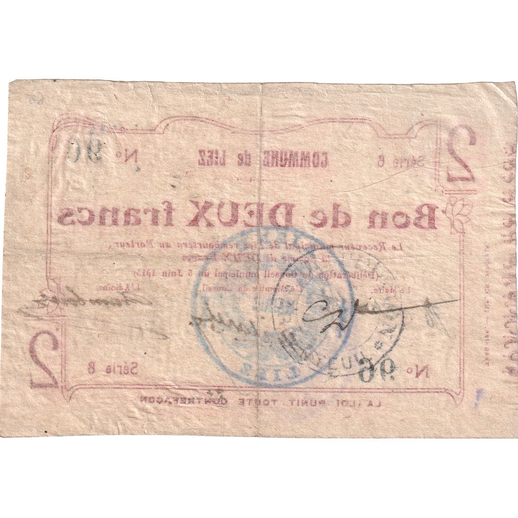 France, 2 Francs, Liez, 1915-06-05, Série 6 - 96, VF(30-35)