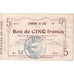 France, 5 Francs, Liez, 1915-06-05, Série 1 - 57, VF(30-35)