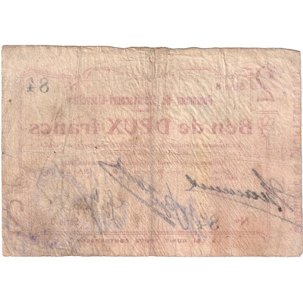France, 2 Francs, Montescourt-Lizerolles, 1915-09-30, Serie 8 - 84 , VF(30-35)