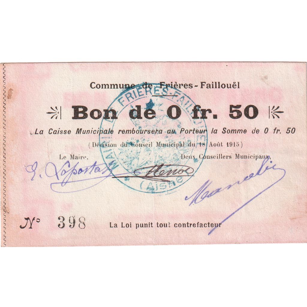 Francia, 25 Centimes, 1915-08-18, 1196, BC, Pirot:02-531