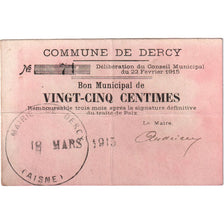France, 25 Centimes, Dercy, 1915-03-18, VF(30-35)