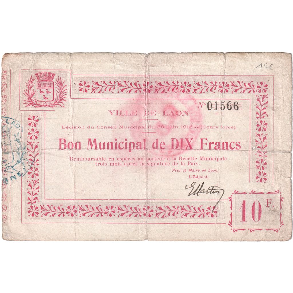 Francia, 10 Francs, 1915-06-30, 01566, RC+, Pirot:02-1309