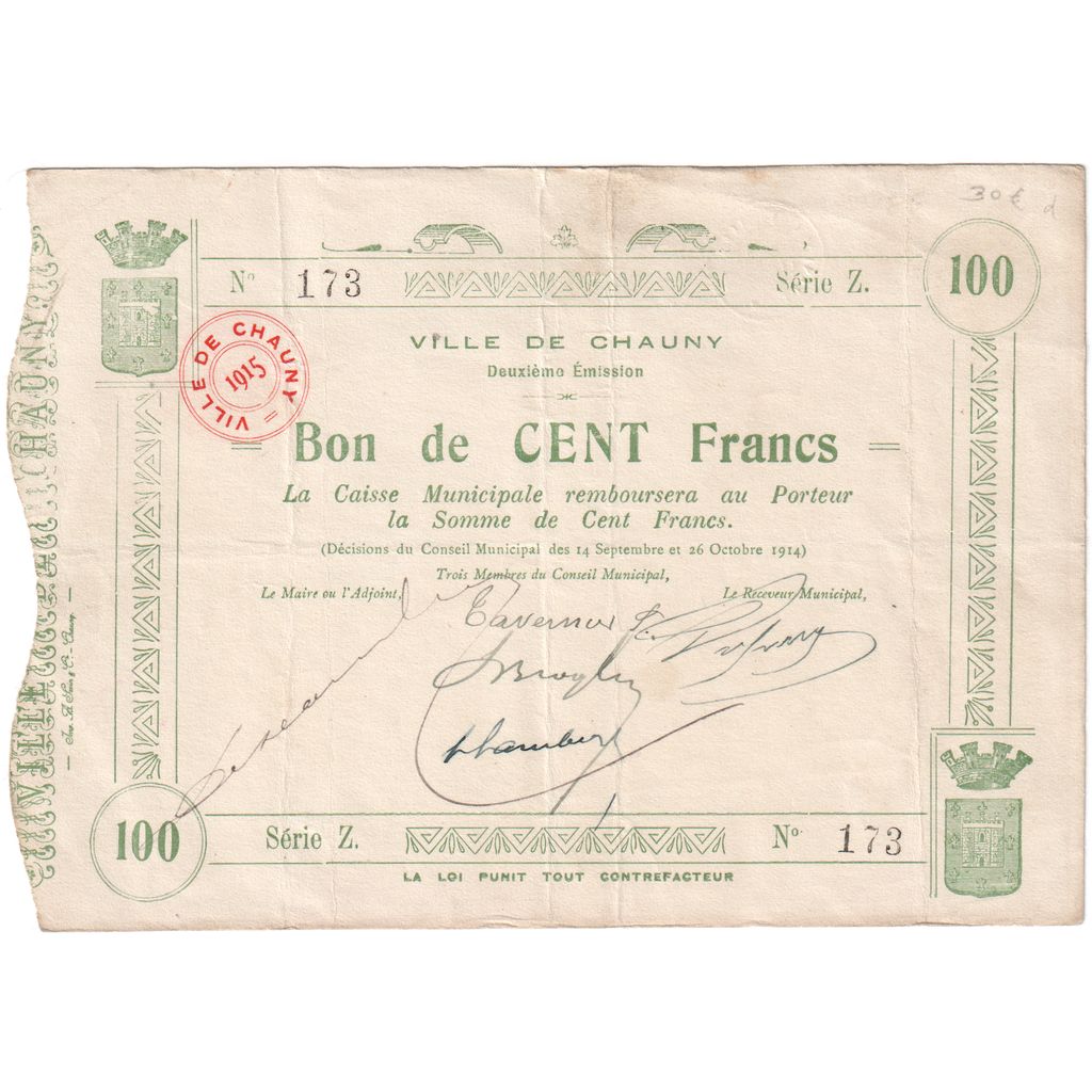 France, 100 Francs, Serie Z. 173, TB+, Pirot:02-1309
