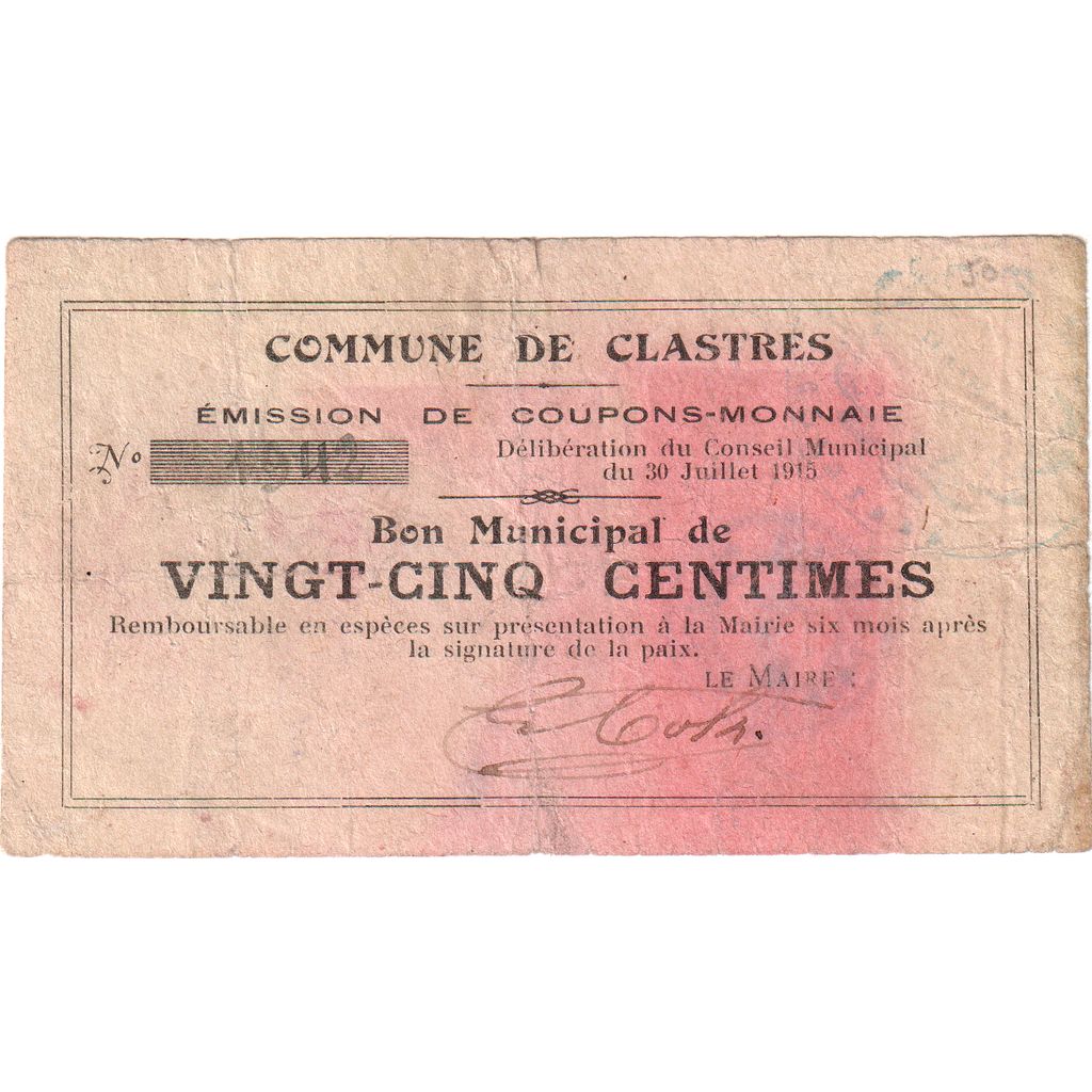 Francia, 25 Centimes, 1915-07-30, 1942, BC, Pirot:02-1309