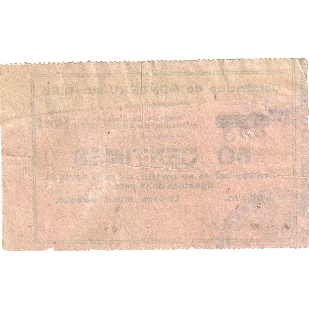 France, 50 Centimes, Monceau-sur-Oise, 1915-06-27, VF(20-25)