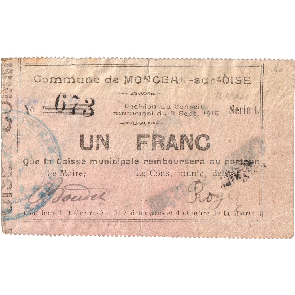 Frankrijk, 1 Franc, 1915-09-08, 673, TB, Pirot:02-1309