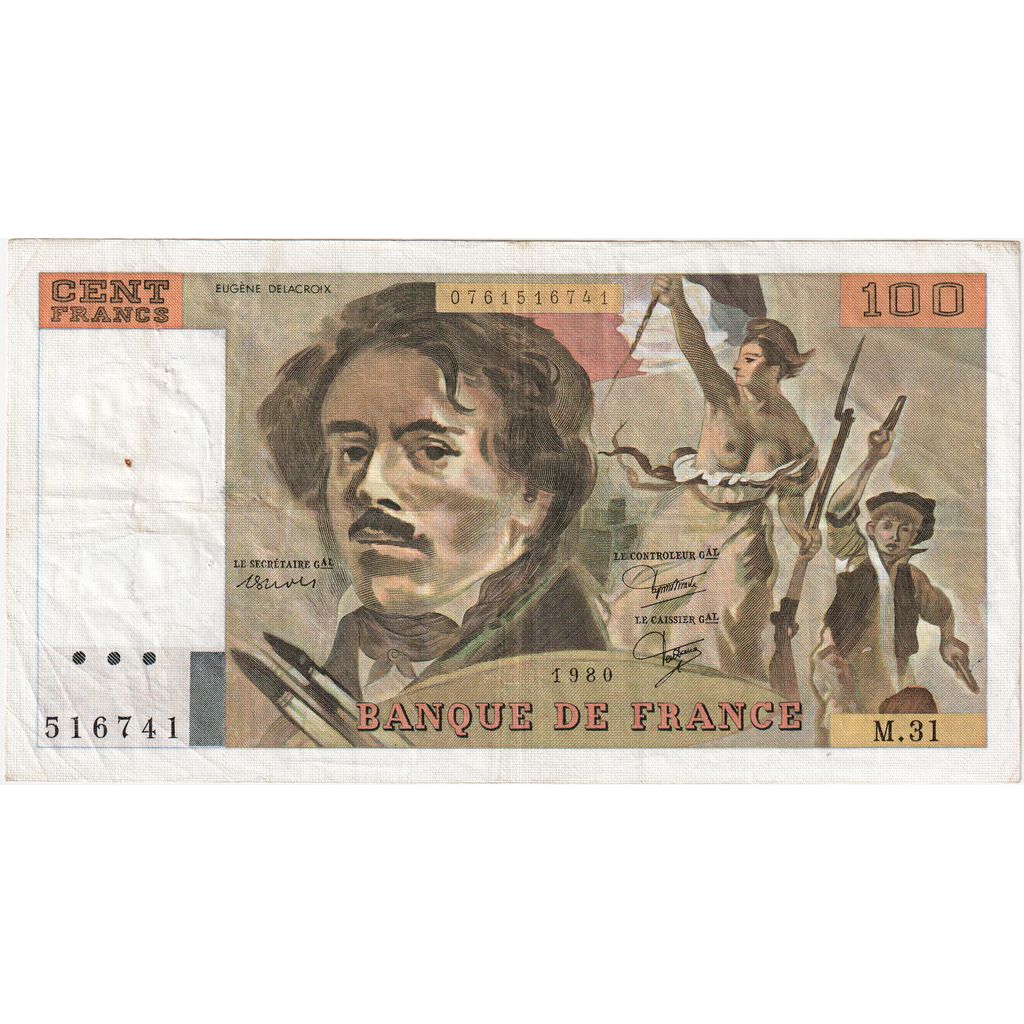 Francia, 100 Francs, Delacroix, 1980, M31, BC