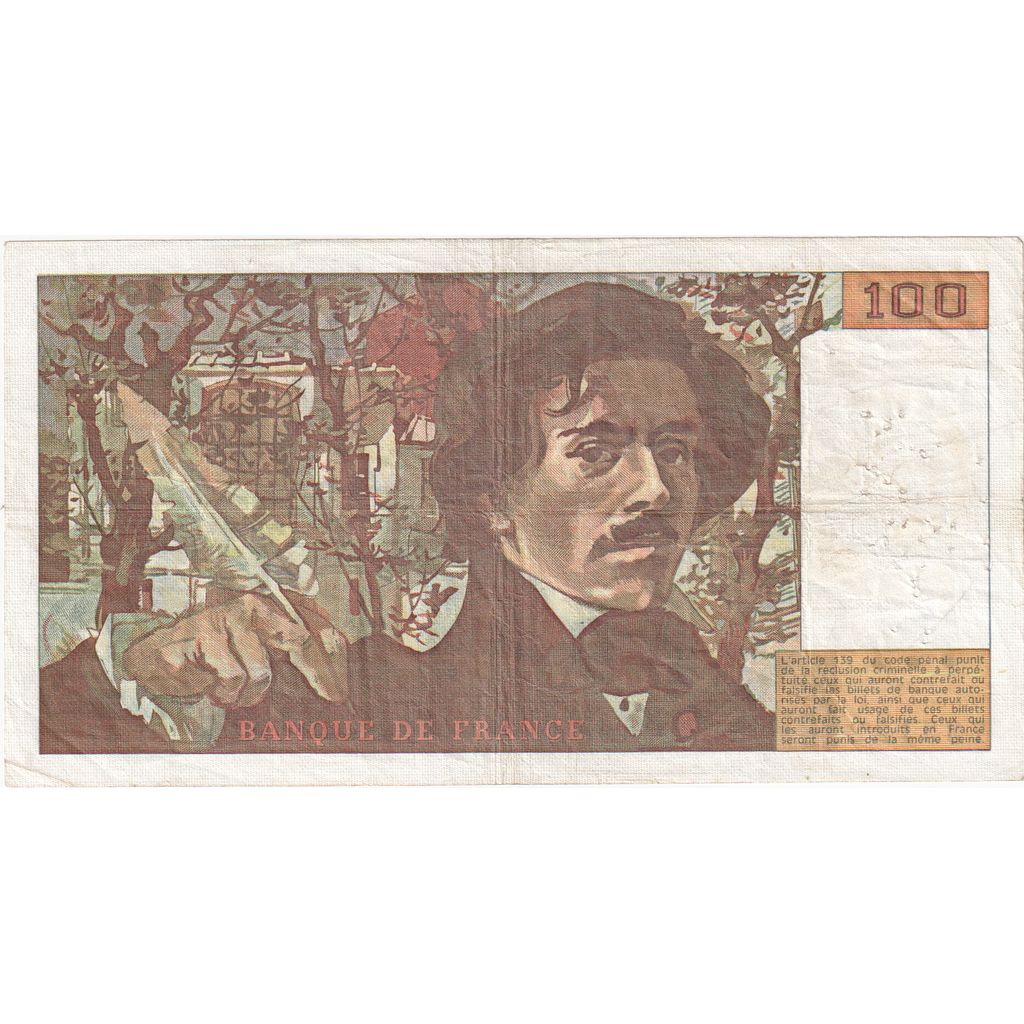 França, 100 Francs, Delacroix, 1981, T47, F(12-15)