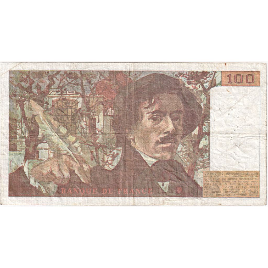 France, 100 Francs, Delacroix, 1980, J40, F(12-15)