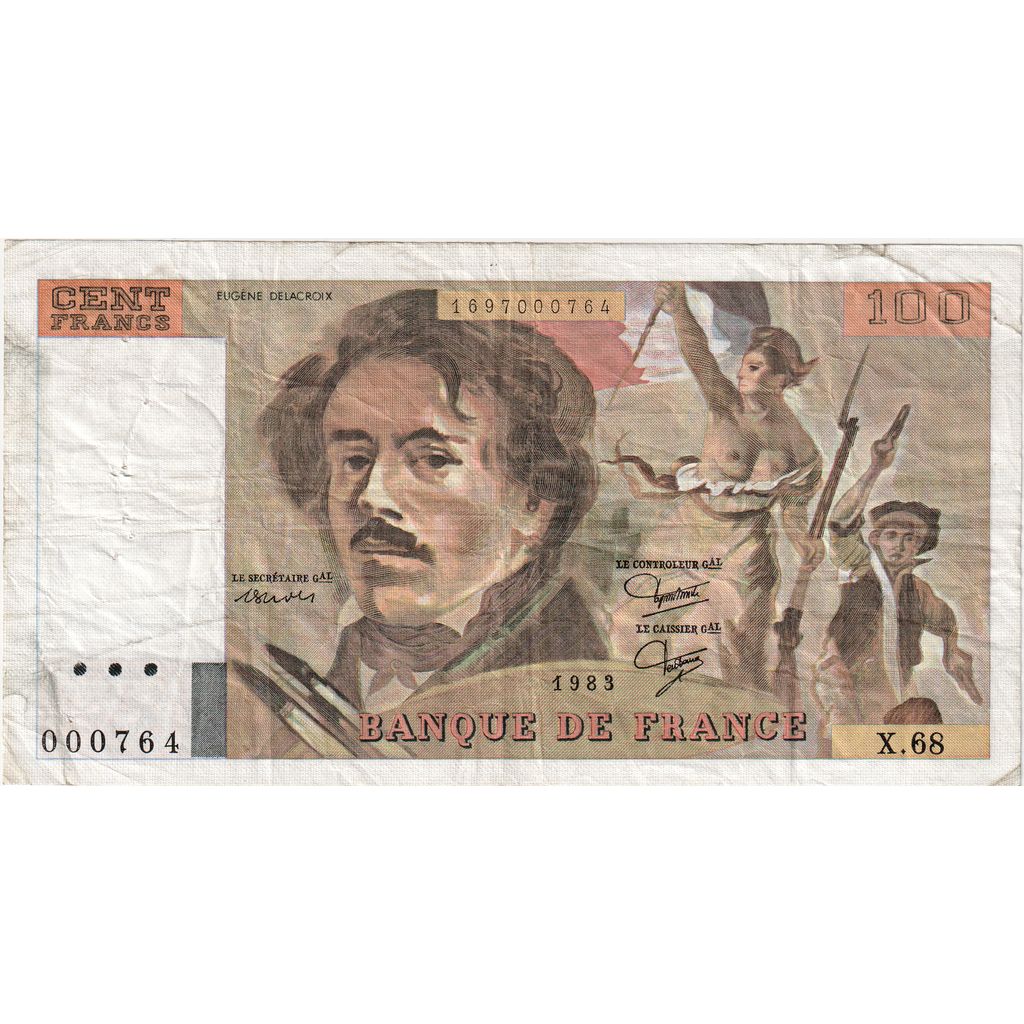 Francja, 100 Francs, Delacroix, 1983, X68, F(12-15)