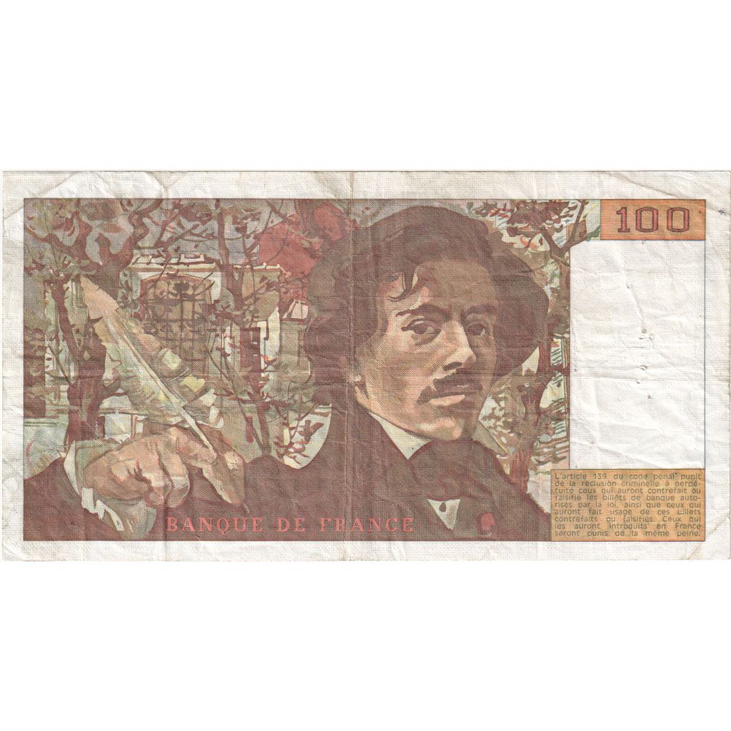 Francja, 100 Francs, Delacroix, 1983, X68, F(12-15)