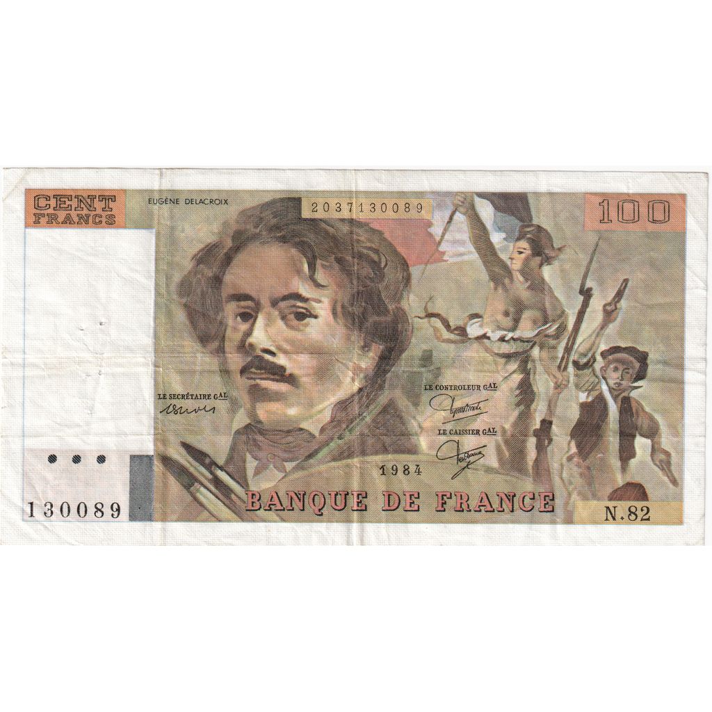 Frankreich, 100 Francs, Delacroix, 1984, N82, SGE+