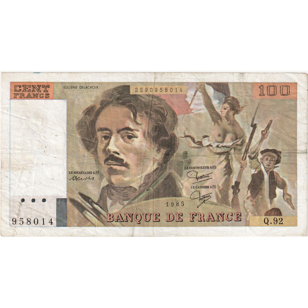 Francja, 100 Francs, Delacroix, 1985, Q92, F(12-15)