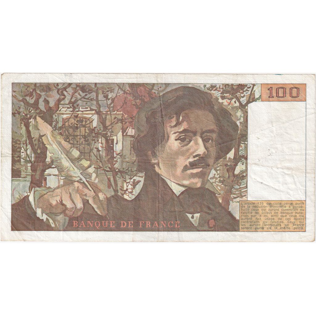 Francja, 100 Francs, Delacroix, 1985, Q92, F(12-15)
