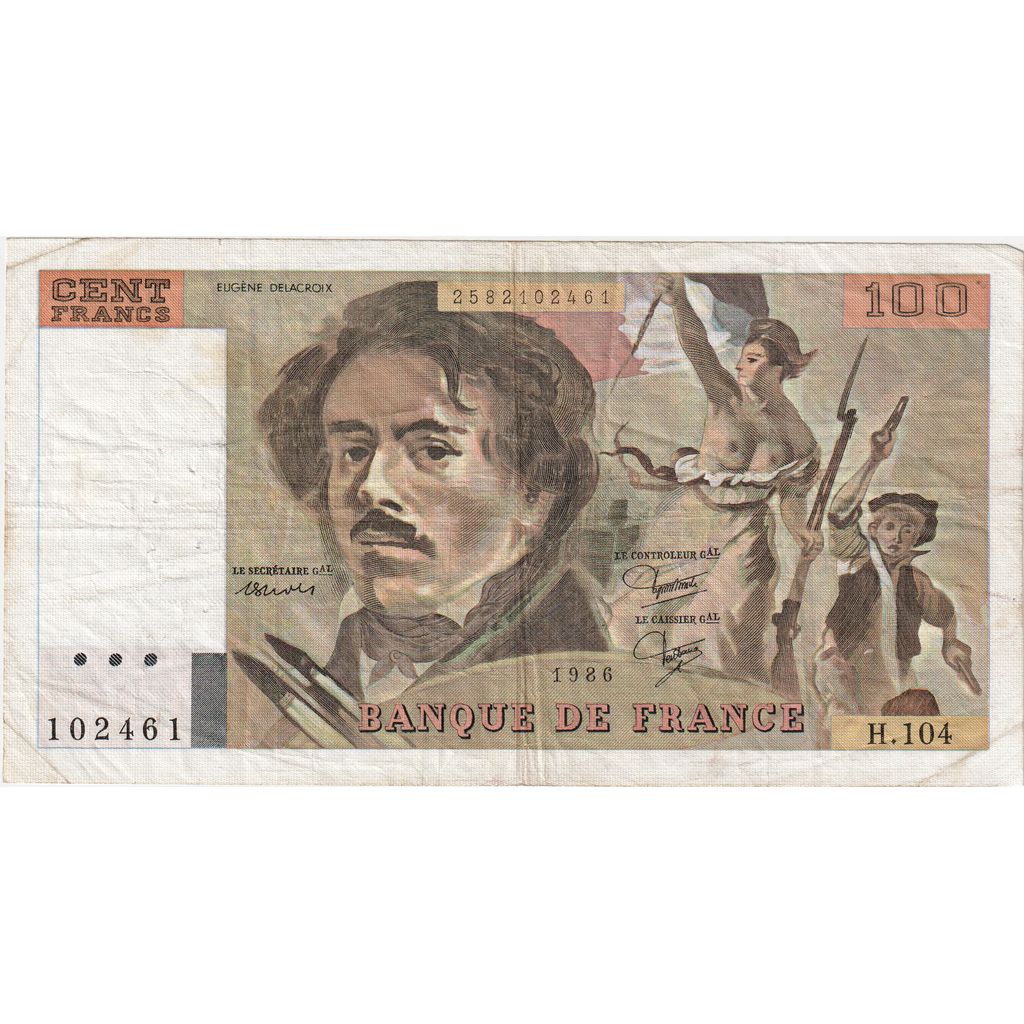 Francja, 100 Francs, Delacroix, 1986, H104, F(12-15)