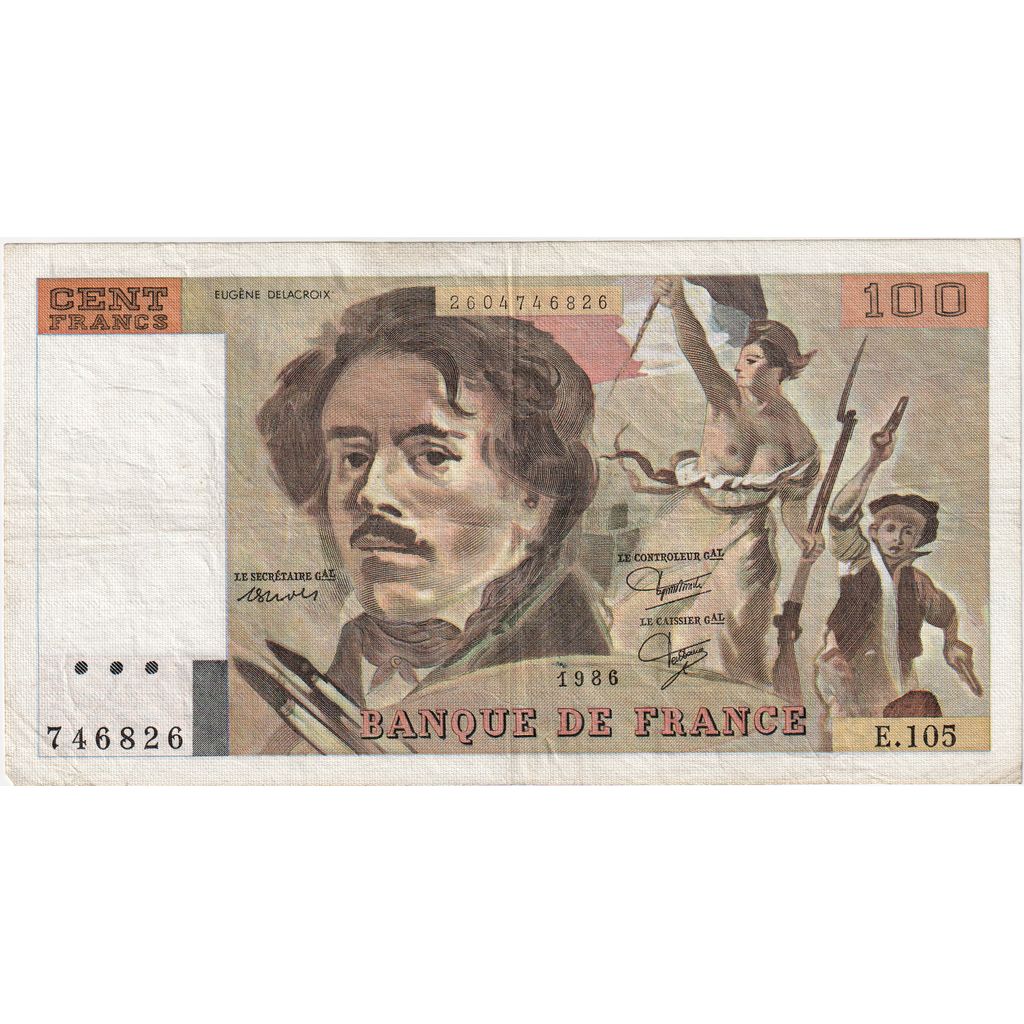 Frankreich, 100 Francs, Delacroix, 1986, E105, S