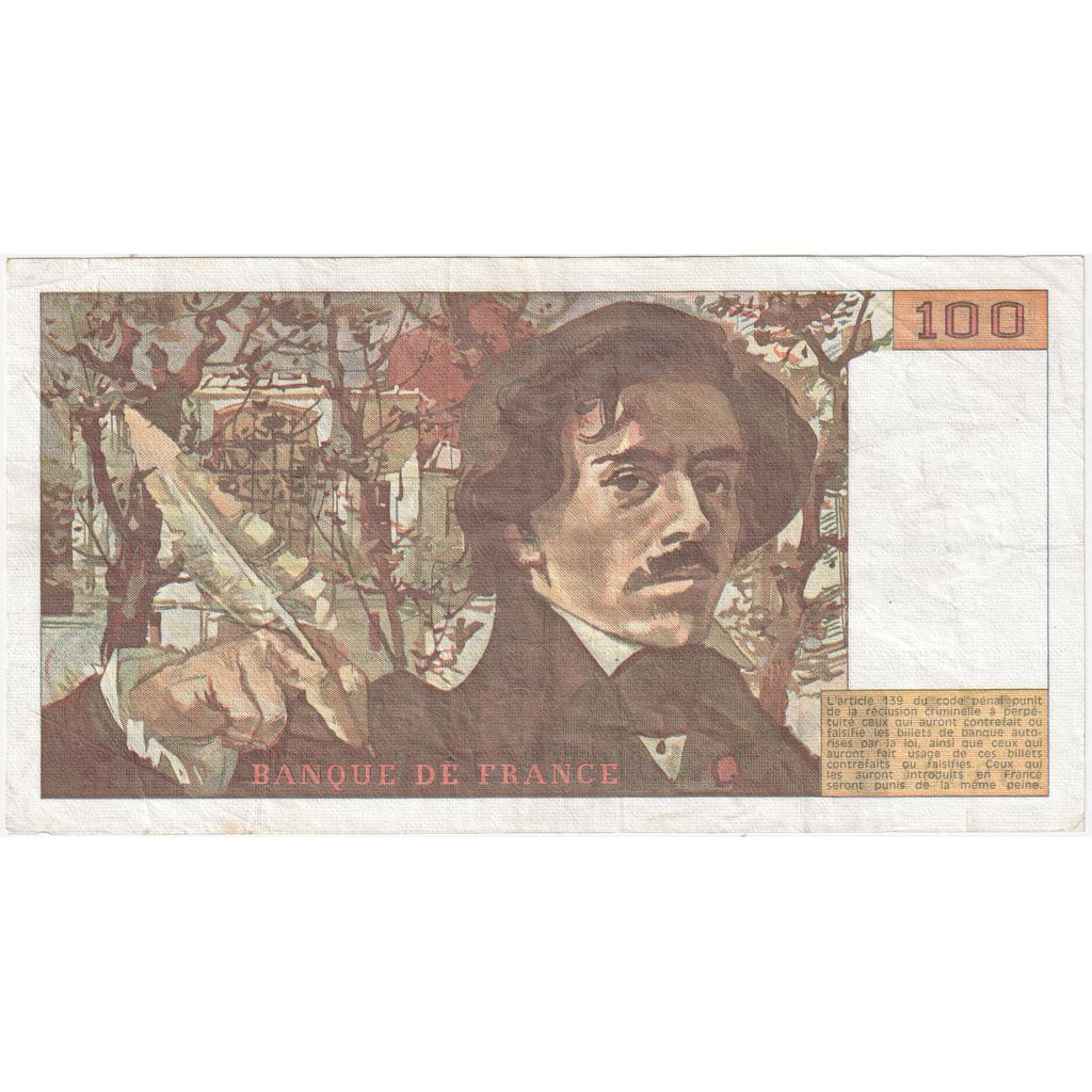 France, 100 Francs, Delacroix, 1986, B112, TB