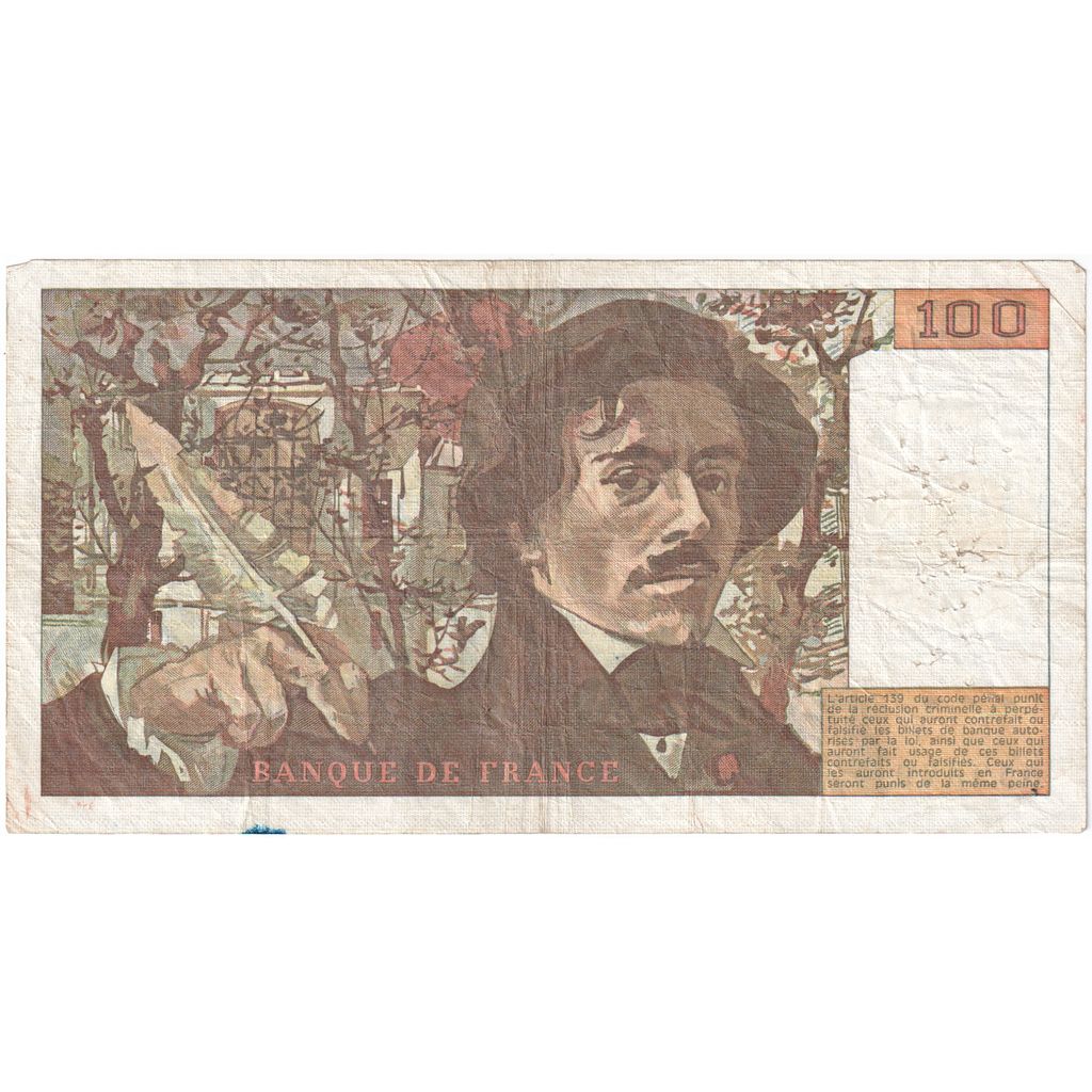 France, 100 Francs, Delacroix, 1978, C8, F(12-15)