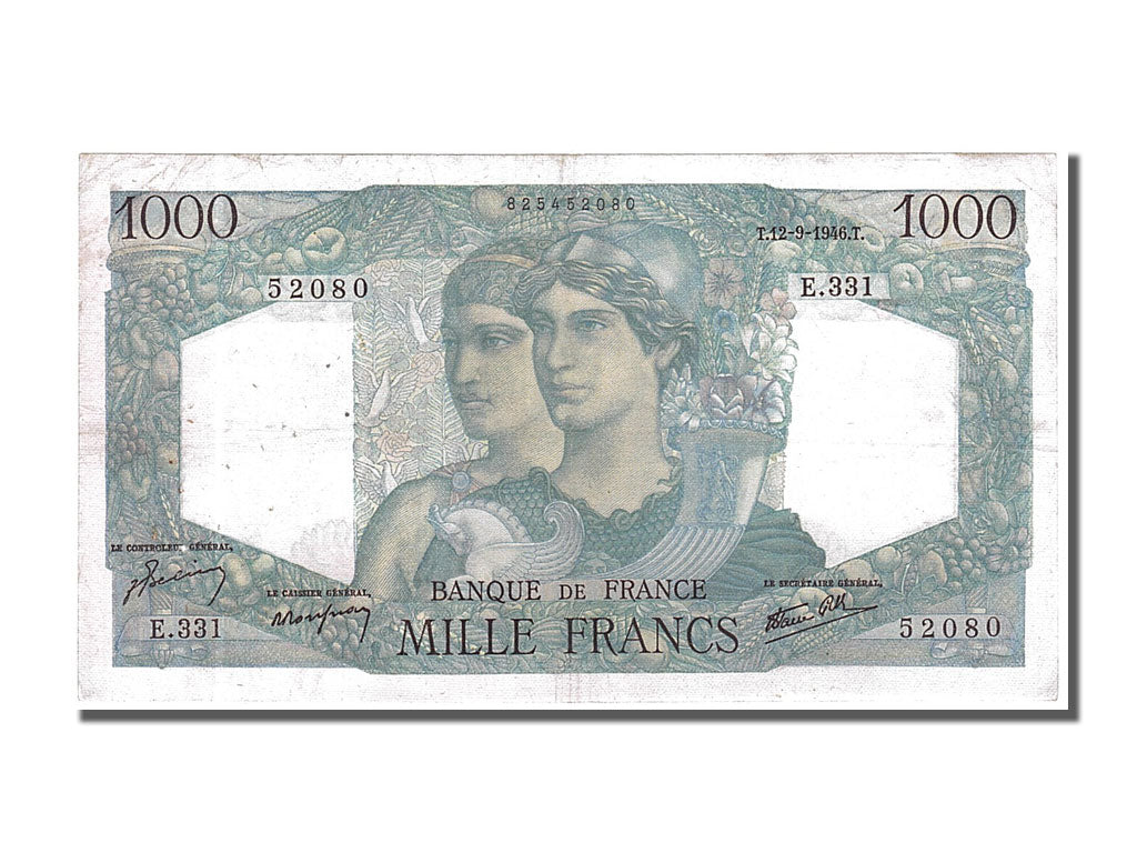 Banknot, Francja, 1000 Francs, Minerve et Hercule, 1946, 1946-09-12, AU(50-53)