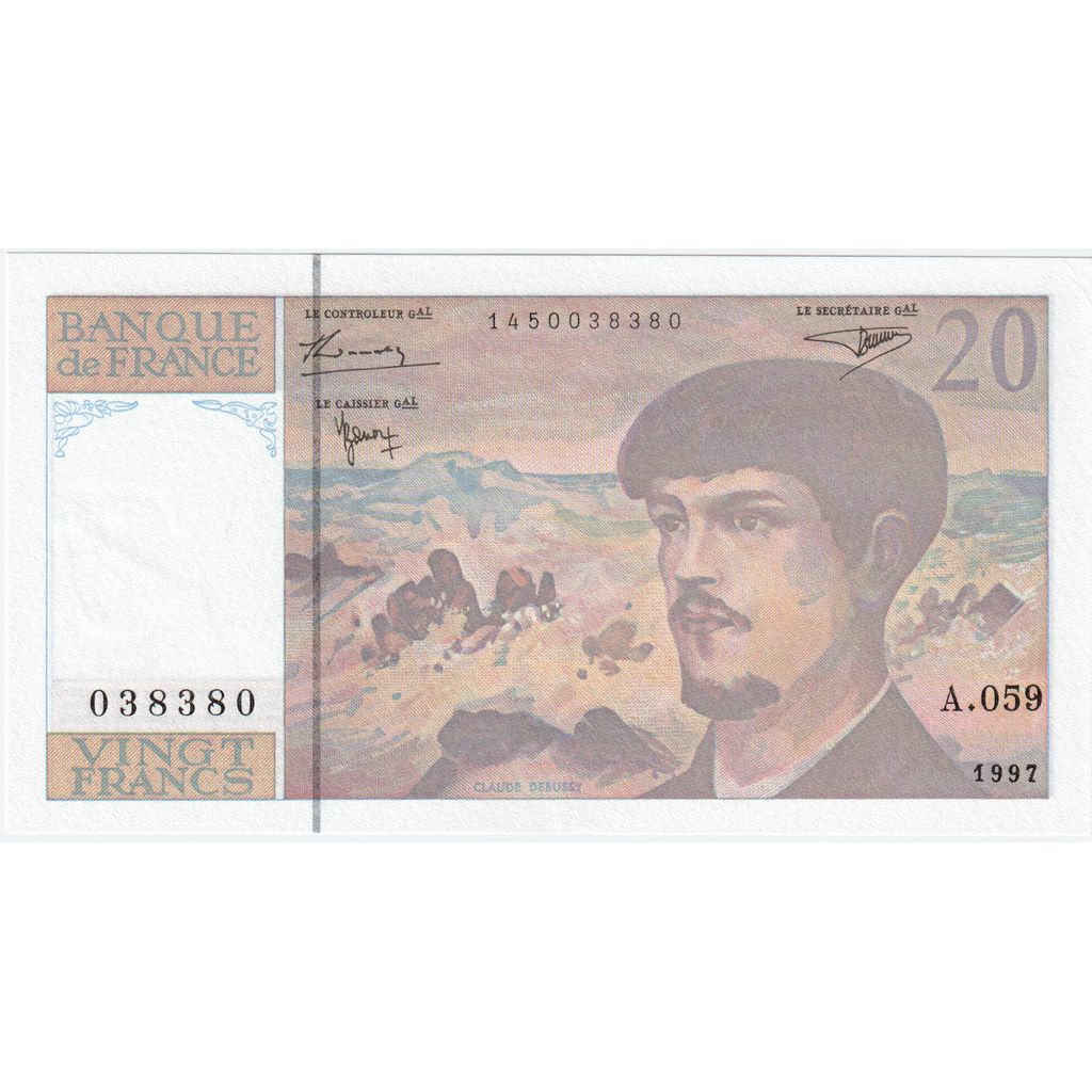 Francja, 20 Francs, Debussy, A.059, UNC(65-70)