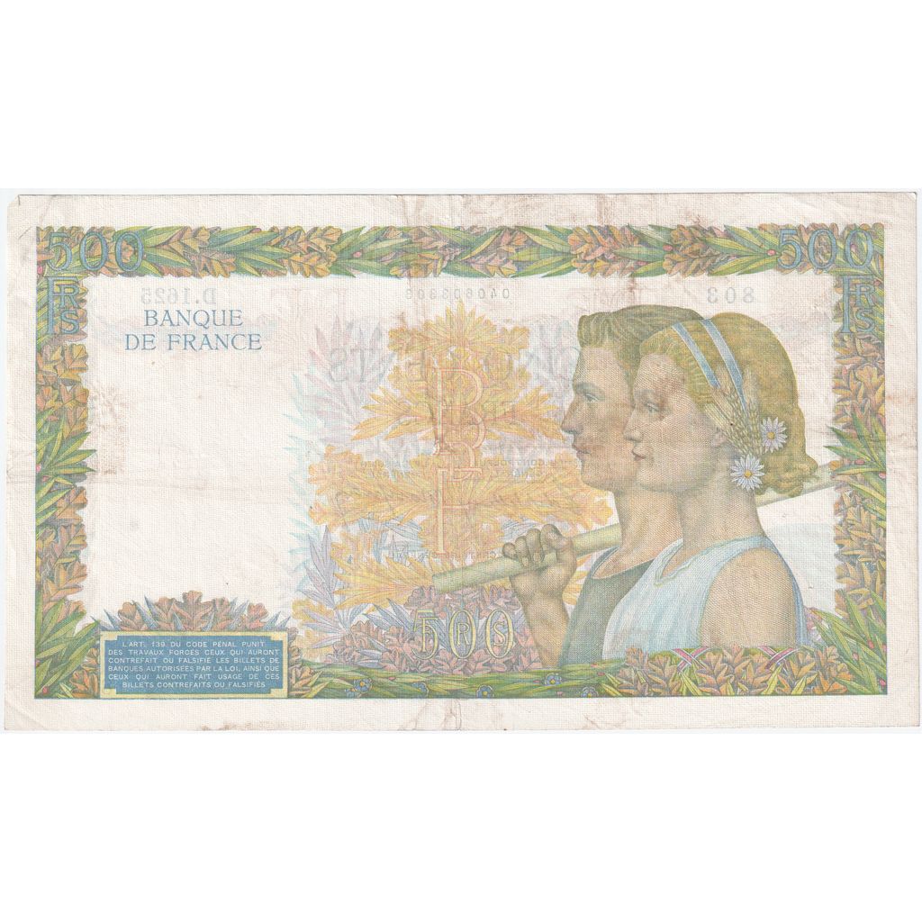 Frankreich, 500 Francs, La Paix, 1940-12-19, D.1625, SS