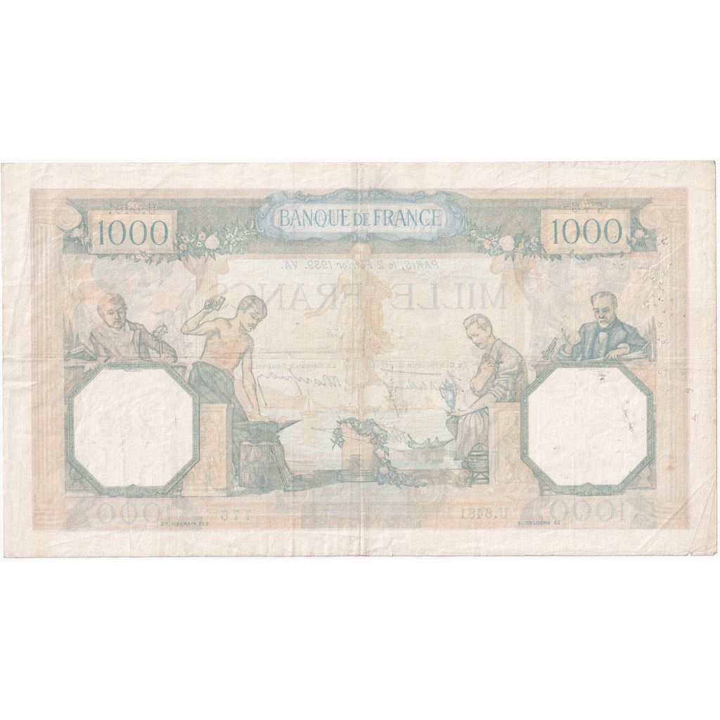 France, 1000 Francs, Cérès et Mercure, 1939-02-02, U.6481, EF(40-45)