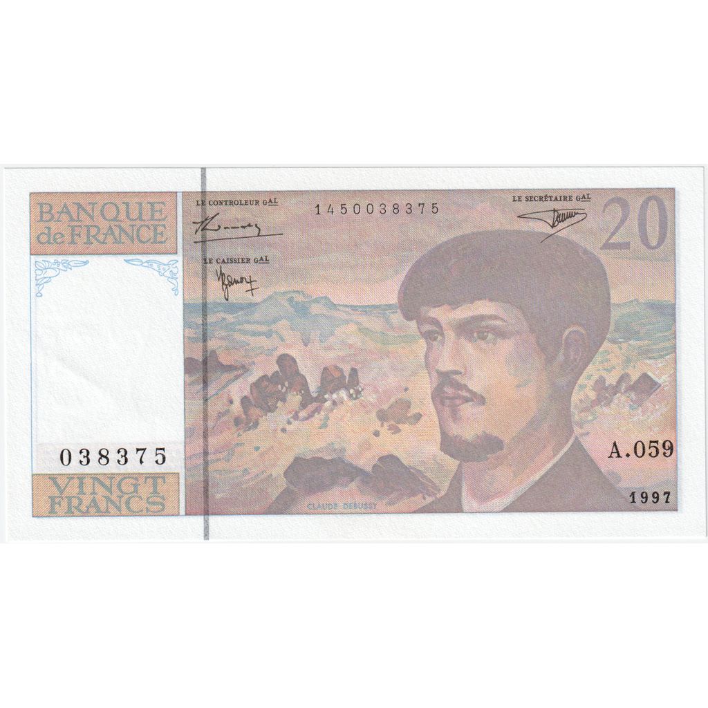 Francja, 20 Francs, Debussy, A.059, UNC(65-70)