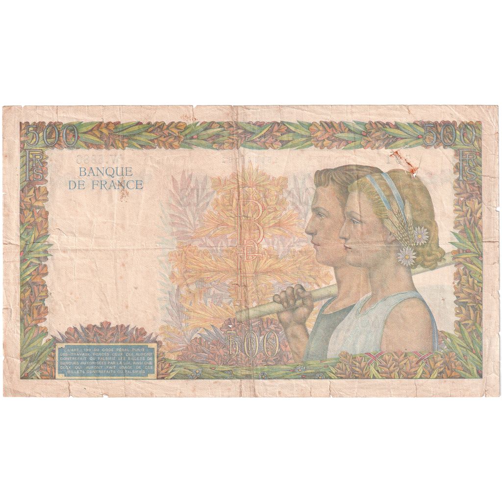 France, 500 Francs, La Paix, 1942-07-23, W.6386, TB