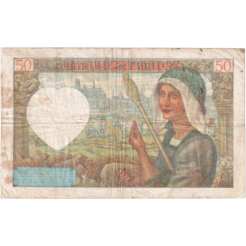 France, 50 Francs, Jacques Coeur, 1941-11-20, M.138, TB+