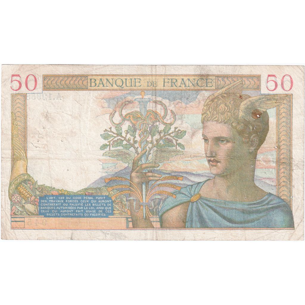 France, 50 Francs, Cérès, 1940-03-14, A.12958, TB+