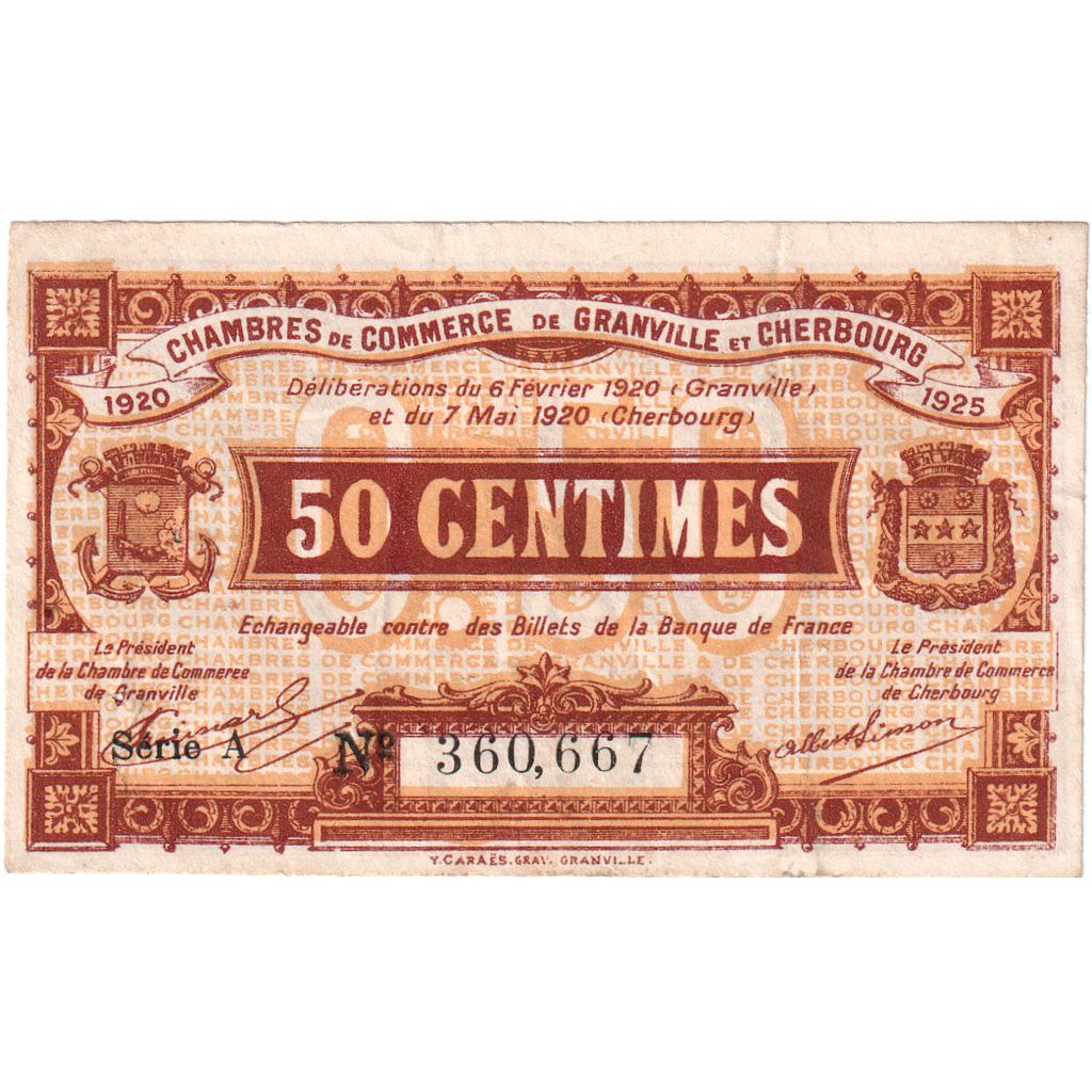 Frankreich, 50 Centimes, 1920-05-07, Serie A 144,263, S+, Pirot:61-1