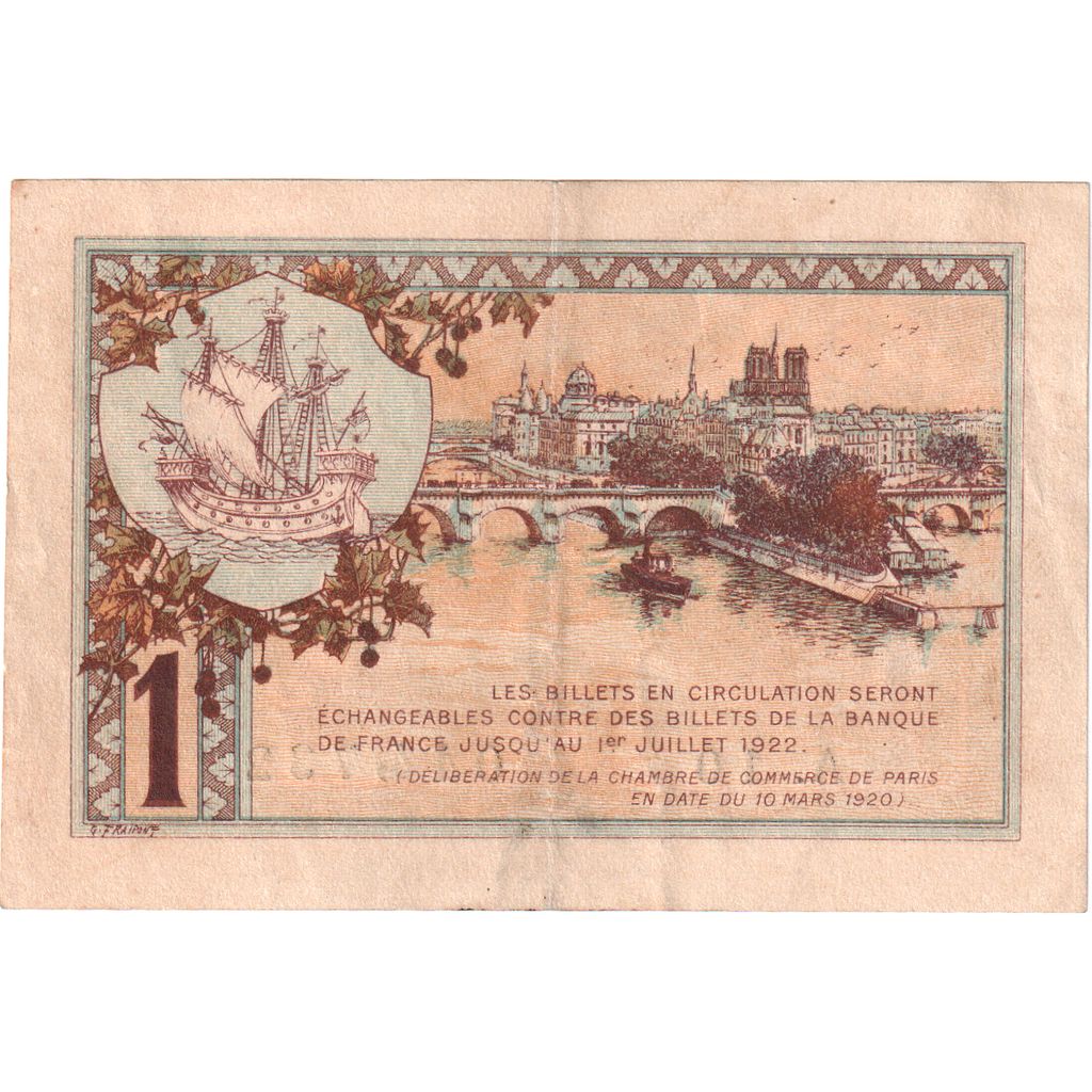 France, 1 Franc, Paris, 1920-03-10, A.10 014,732, VF(20-25), Pirot:97-36