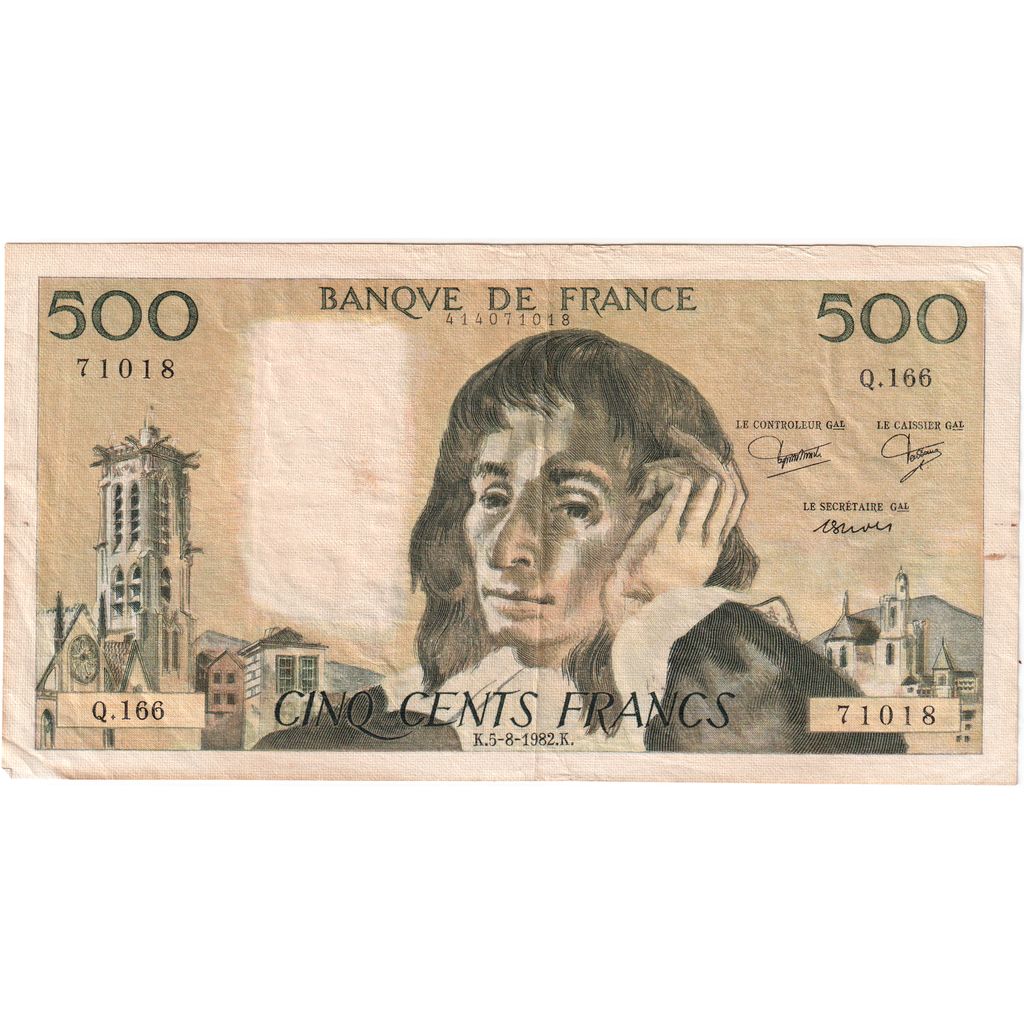 Frankreich, 500 Francs, Pascal, 1982-08-05, Q.166, S