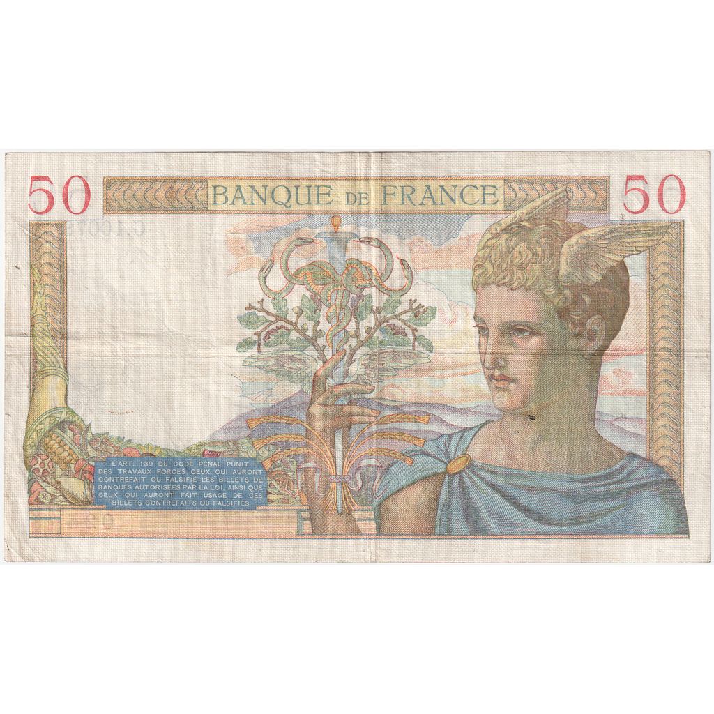 Francja, 50 Francs, Cérès, 1939-03-30, G.10078, VF(20-25)