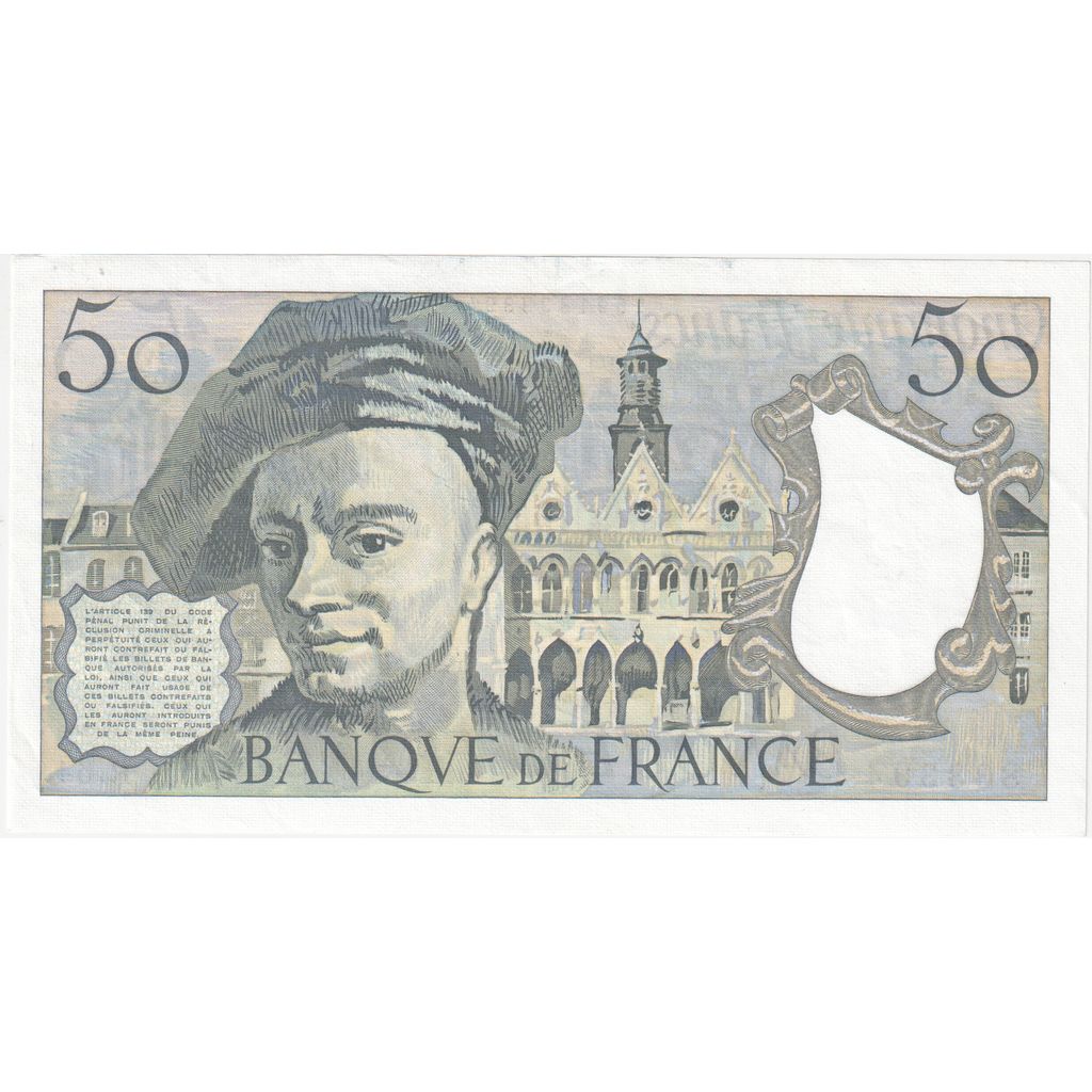 França, 50 Francs, Quentin de La Tour, 1991, R.64, AU(55-58)