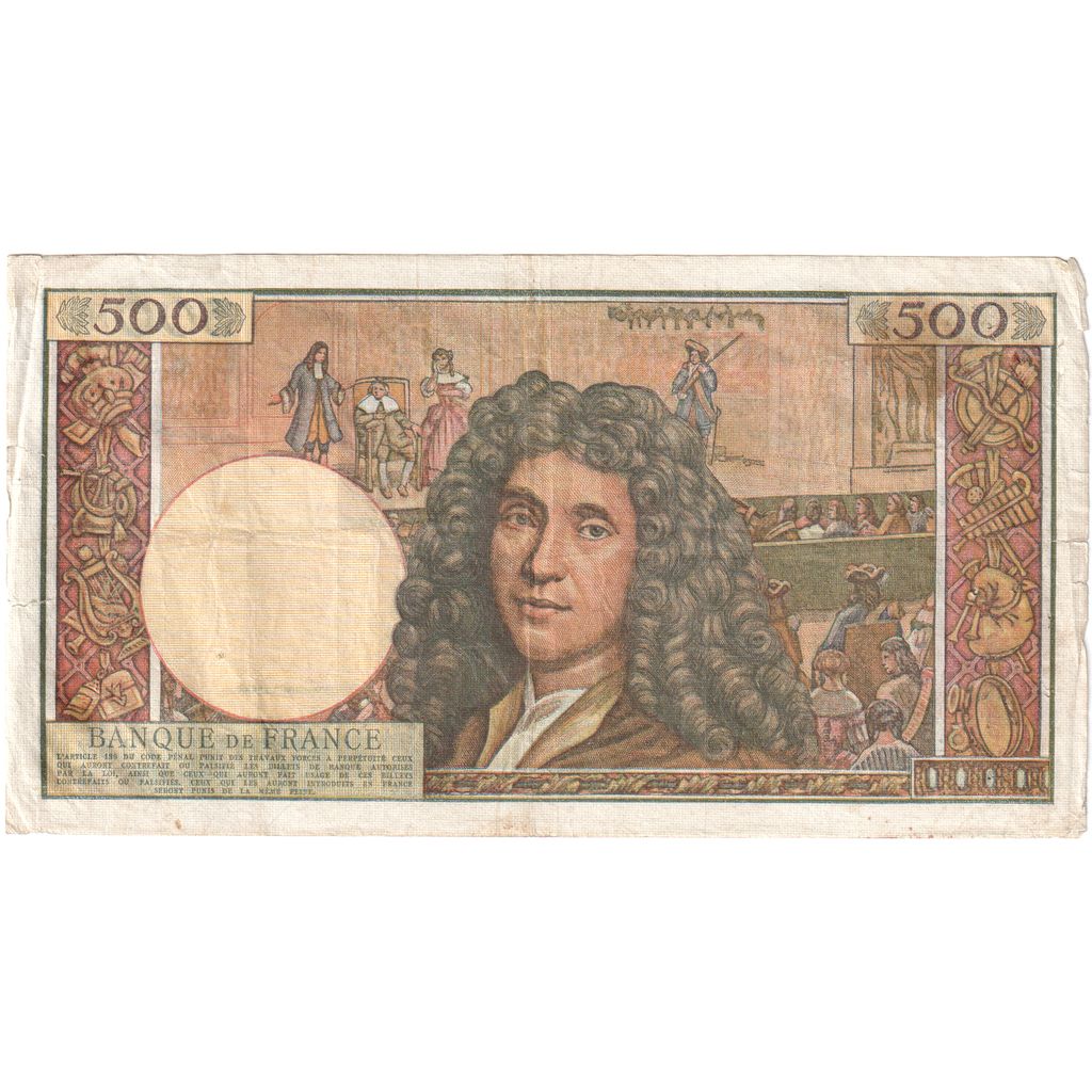 France, 500 Nouveaux Francs, Molière, 1960-04-07, M.5, VF(20-25)