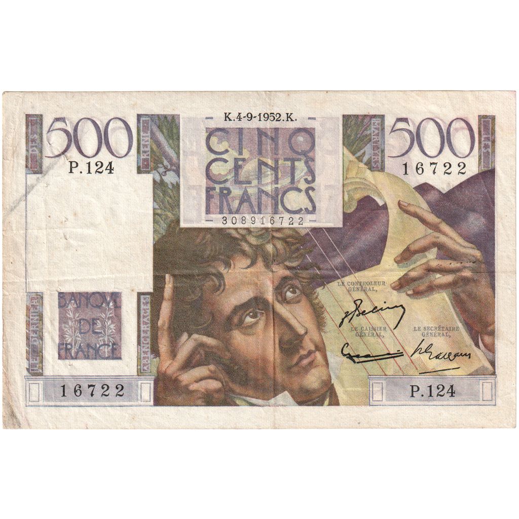 France, 500 Francs, Chateaubriand, 1952-09-04, P.124, TB+