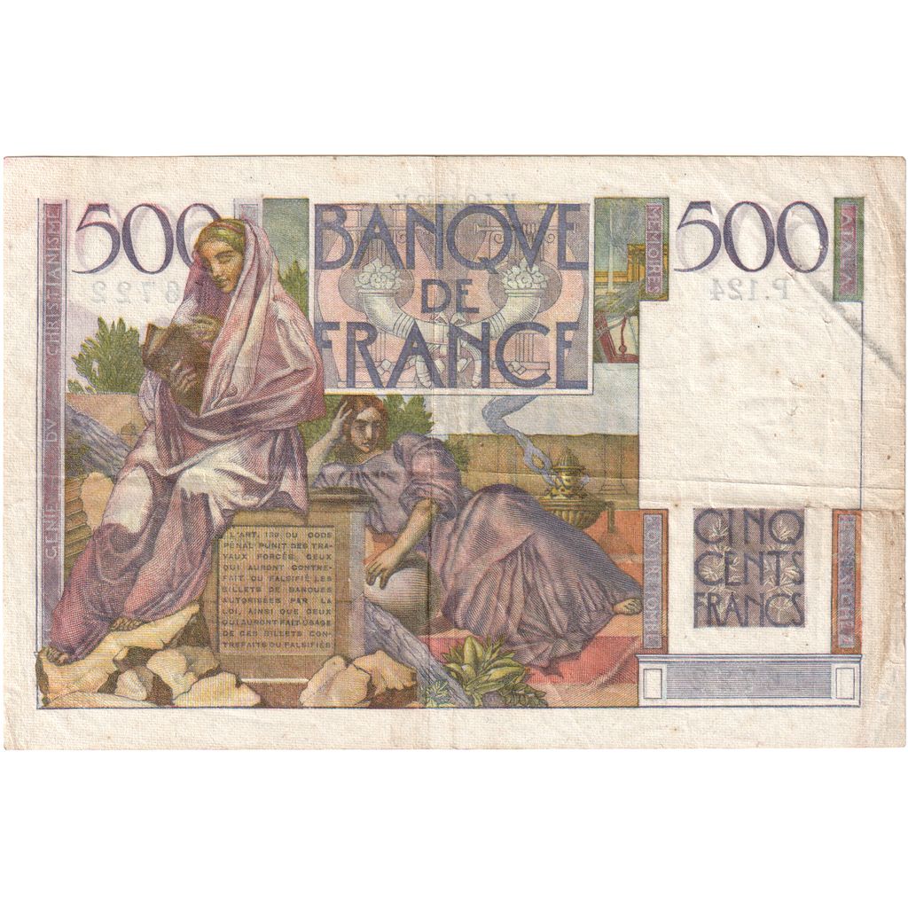 France, 500 Francs, Chateaubriand, 1952-09-04, P.124, TB+