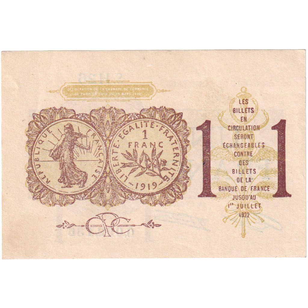 Frankreich, Paris, 1 Franc, 1920-03-10, S.H26 0092136, UNZ-