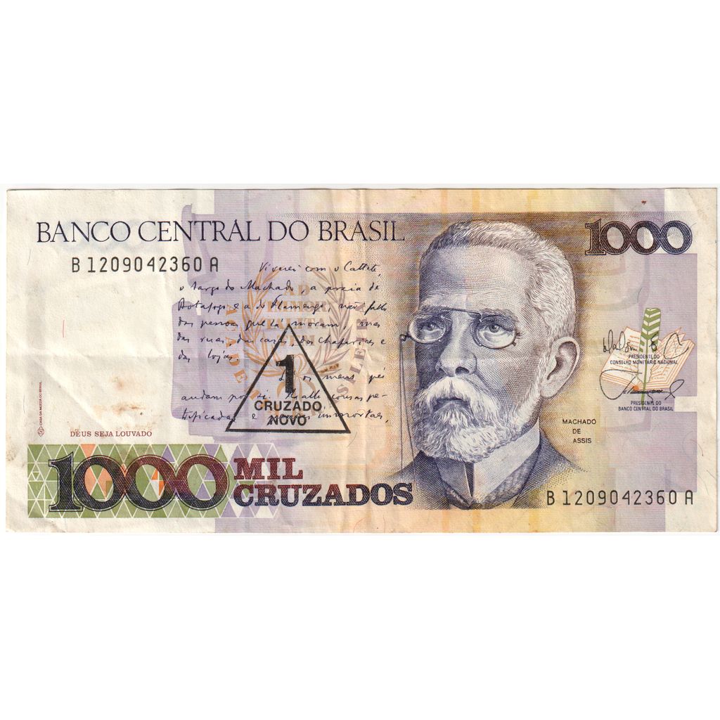 Brasil, 1 Cruzado Novo on 1000 Cruzados, BC+