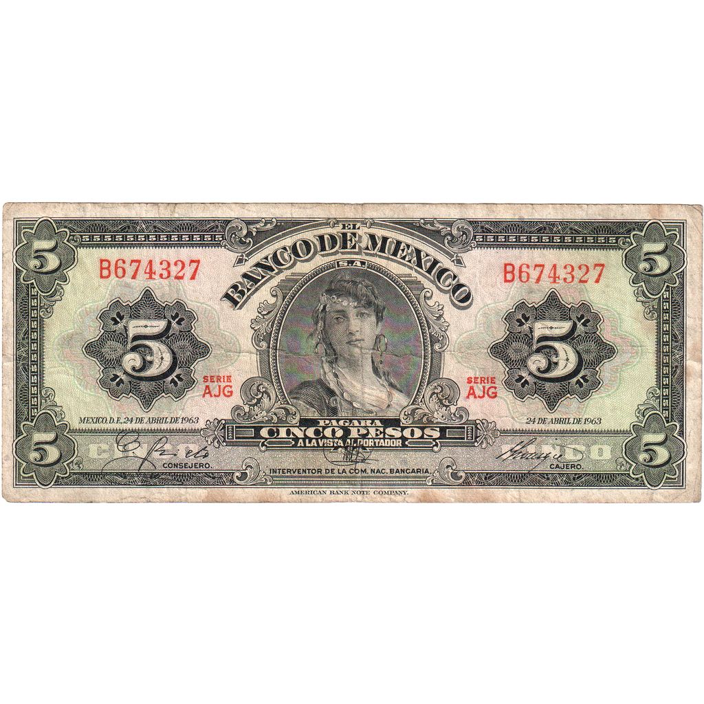 Mexico, 5 Pesos, 1963-04-24, VF(20-25)