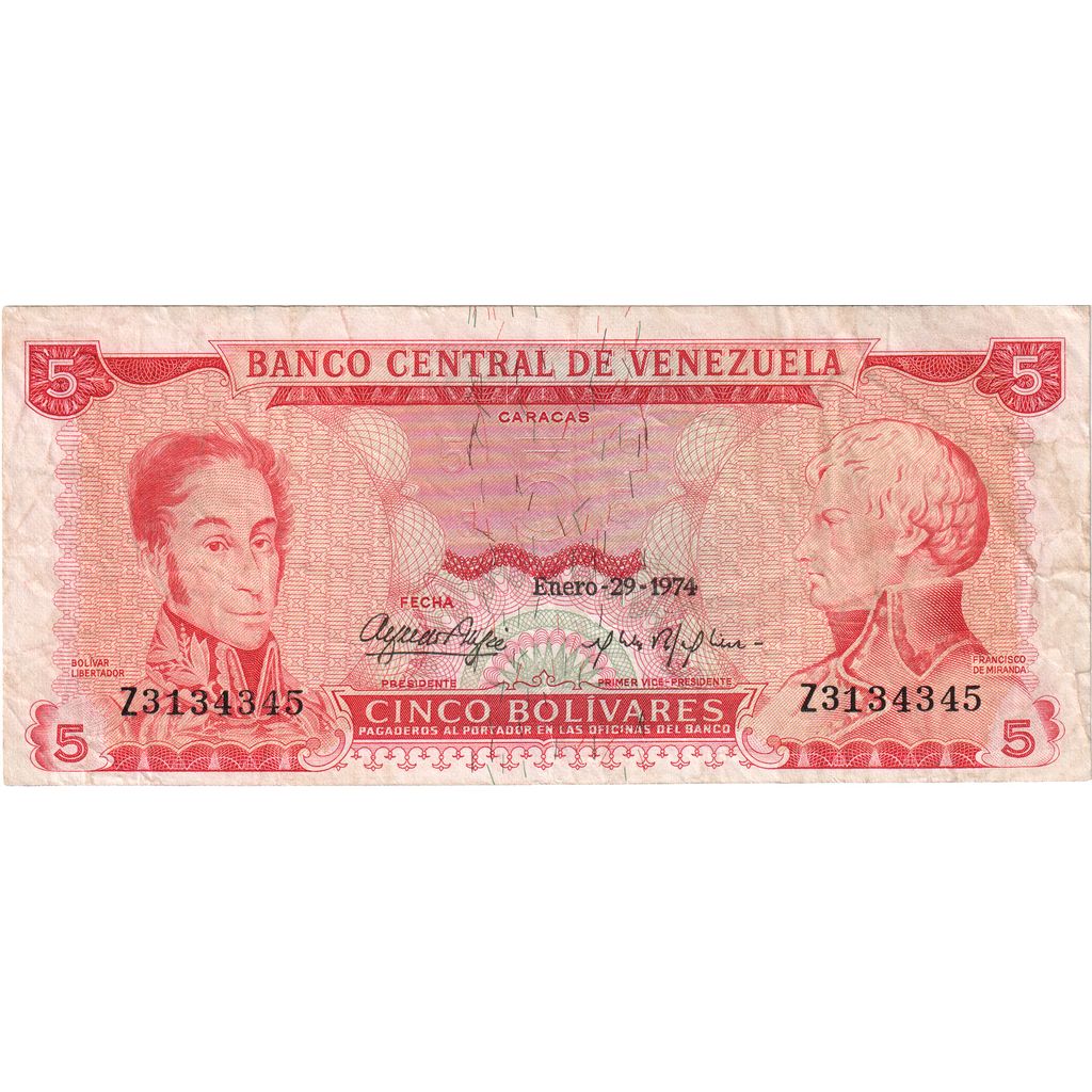 Venezuela, 5 Bolivares, 1974-01-29, UNZ