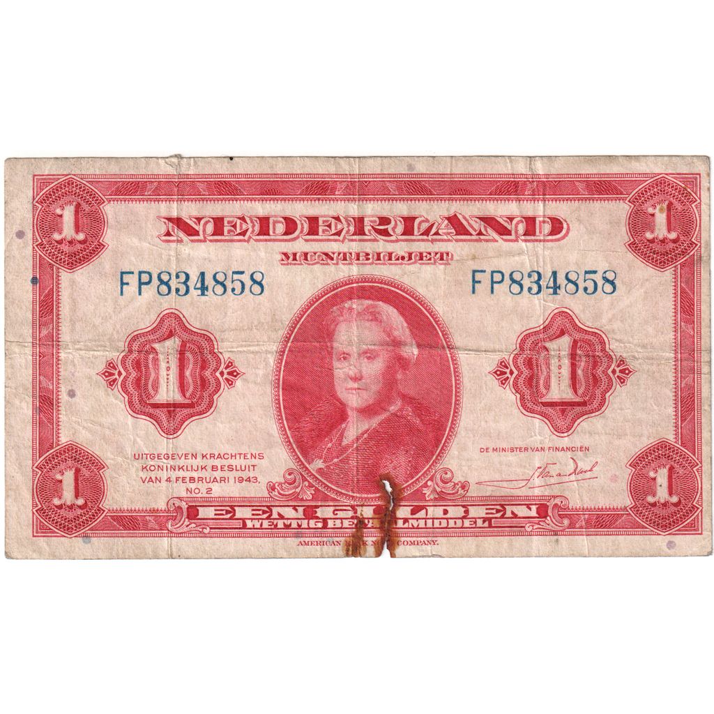 Países Bajos, 1 Gulden, 1943-02-04, RC
