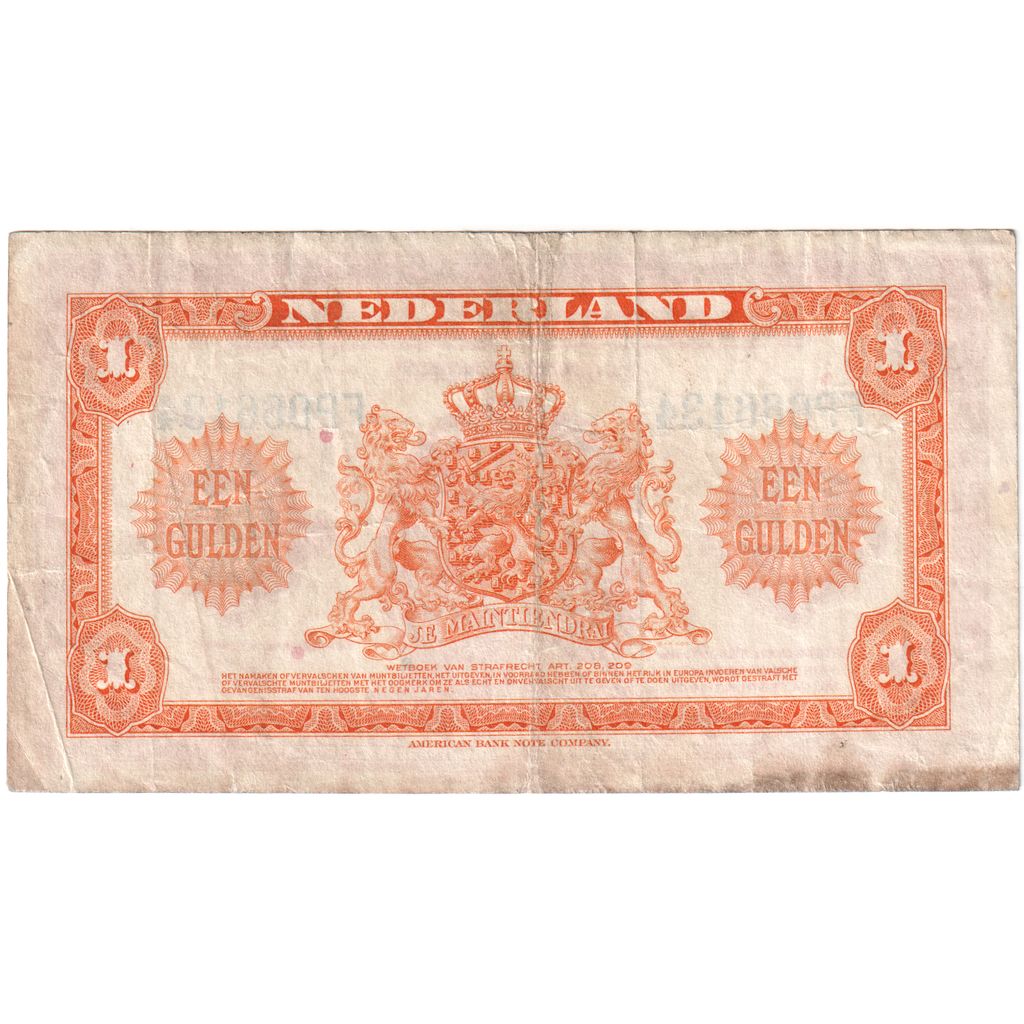 Netherlands, 1 Gulden, 1943-02-04, F(12-15)