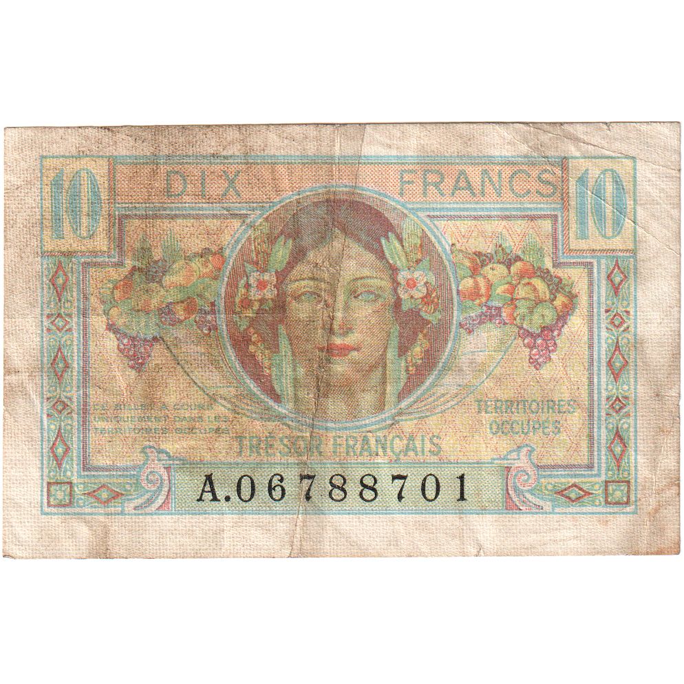 Frankrijk, 10 Francs, 1947 French Treasury, A06788701, B+