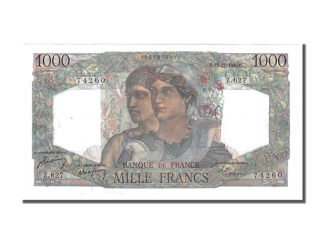 Banknote, France, 1000 Francs, 1 000 F 1945-1950 ''Minerve et Hercule'', 1949