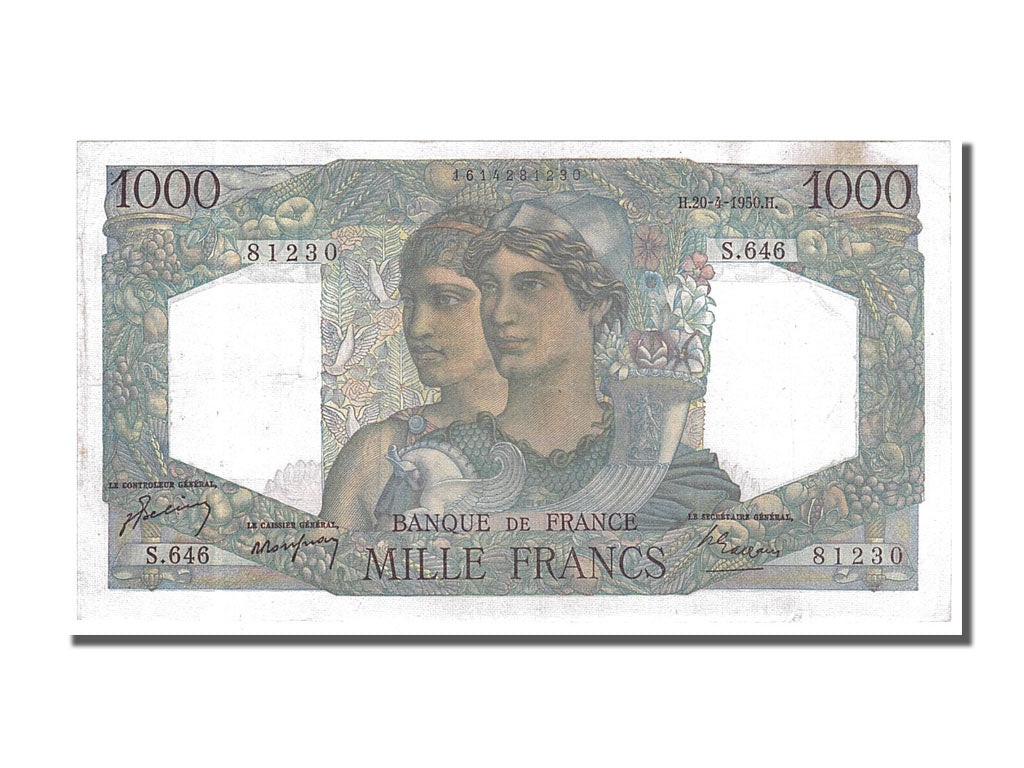 Banconote, Francia, 1000 Francs, 1 000 F 1945-1950 ''Minerve et Hercule'', 1950