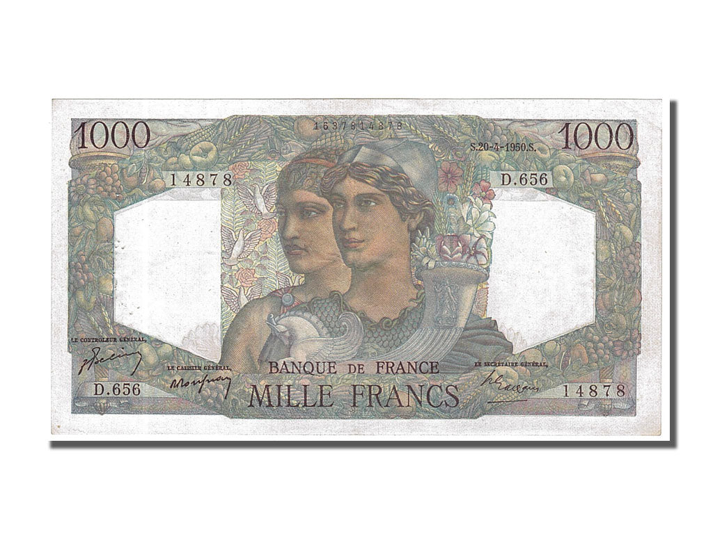 Banknote, France, 1000 Francs, 1 000 F 1945-1950 ''Minerve et Hercule'', 1950