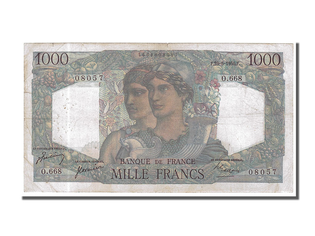 Banconote, Francia, 1000 Francs, 1 000 F 1945-1950 ''Minerve et Hercule'', 1950