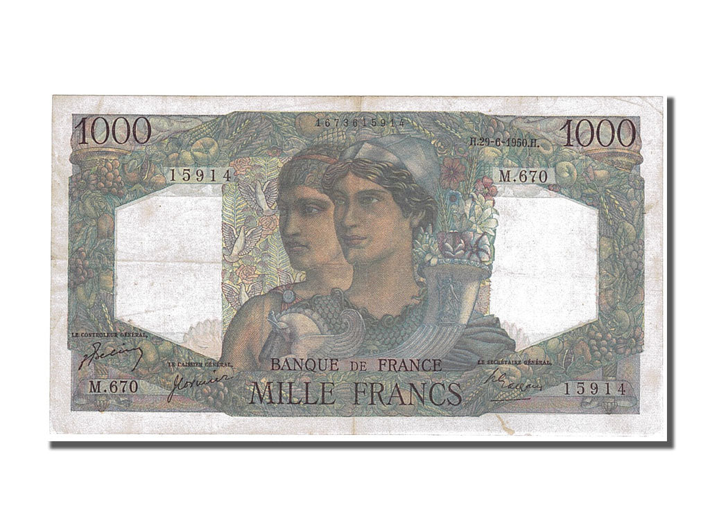 Banknote, France, 1000 Francs, 1 000 F 1945-1950 ''Minerve et Hercule'', 1950